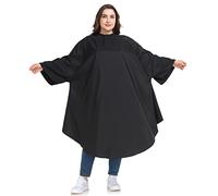 Salon Hairdressing Gown with Sleeves - Large & Long Adult Hair Cutting Barbering Cape with Adjustable Snap Closures, Soft & Light Barber Hairdresser Haircut Capes for Men and Women, Black, Large