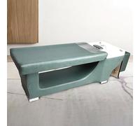 Salon Massage Shampoo Bed, Retro Green Elegant Design Head Spa Massage Table with Large Ceramic Basin, Storage Space, Comfortable Headrest