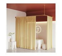 Salon Partition Curtains with L-shaped Rods, Ceiling Supported for Privacy and Space Division in Beauty Salons and Malls