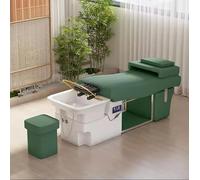 Salon Shampoo Backwash Unit, Head Spa Shampoo Bed with White Porcelain Bowl, Comfortable Headrest & Water Circulation, Green