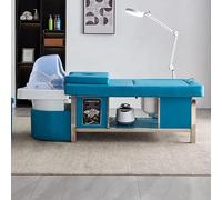 Salon Shampoo Bed, Acrylic Water Circulation Steamer Head Treatment Bed with Footbath for Beauty Spa Salon, Blue