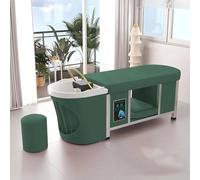 Salon Shampoo Bed, Thai Flat-Laying Water Cycle Head Treatment Bed with Shampoo Bowl, Multi-use Pedicure Chair & Beauty Bed for Salon, Green