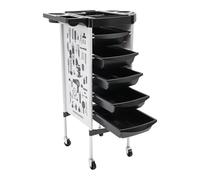 Salon Trolley 6 Tier 5 Drawer - 100kg Capacity Hairdressing Cart with Silent Wheels & Pull-out Trays Mobile Storage for Beauty Salons Home Use Pet Grooming Etc (White)
