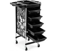 Salon Trolley 6 Tier 5 Drawer Hairdressing Trolley Storage Cart For Stylist Salon Barber 176 Pound Capacity Four Silent Universal Wheel Rolling For Nail Spa Clinic Pet Grooming