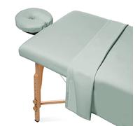Saloniture 3-Piece Microfiber Massage Table Sheet Set - Premium Facial Bed Cover - Includes Flat and Fitted Sheets with Face Cradle Cover - Seafoam Green