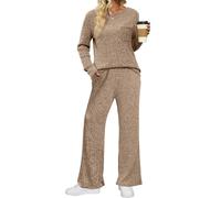 Saloogoe Lounge Sets for Women Two Piece Outfits Fall Fashion 2023, 00-khaki, S