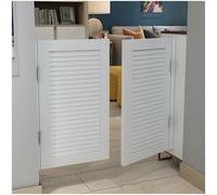 Saloon Doors, Solid Wood Swinging Doors with Hinges and Hardware, Two-Way Open, Easy to Install, for Kitchen Bathroom, Privacy Cafe Door(White,W45 XH36/114cmX90cm)