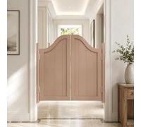 Saloon Doors, Solid Wood Swinging Doors with Stainless Steel Hinges | Louvered Upper Panels, Two-way Self-close Action Custom Widths For Kitchens, Cafes, Doorways Porches(Khaki,28"/71cm)