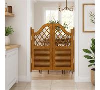 Saloon Doors, Solid Wood Swinging Doors with Stainless Steel Hinges | Louvered Upper Panels, Two-way Self-close Action Custom Widths For Kitchens, Cafes, Doorways Porches(Brown3,37"/94cm)