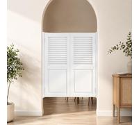 Saloon Doors, Solid Wood Swinging Doors with Stainless Steel Hinges | Louvered Upper Panels, Two-way Self-close Action Custom Widths For Kitchens, Cafes, Doorways Porches(White1,33"/84cm)