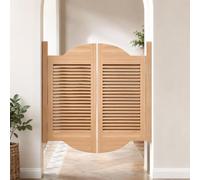Saloon Doors, Solid Wood Swinging Doors with Stainless Steel Hinges | Louvered Upper Panels, Two-way Self-close Action Custom Widths For Kitchens, Cafes, Doorways Porches(Wood1,59"/150cm)