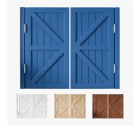 Saloon Doors, Solid Wood Swinging Doors with Stainless Steel Hinges | Louvered Upper Panels, Two-way Self-close Action Custom Widths For Kitchens, Cafes, Doorways Porches(Blue,34"/86cm)