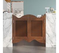 Saloon Doors Swinging Solid Wood Interior Partition Door with Stainless Steel Auto-Close Hinges Quiet Operation for Kitchen, Bar, Hallway, Garden(Brown,H100cm x W141cm)