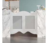 Saloon Doors Swinging Solid Wood Interior Partition Door with Stainless Steel Auto-Close Hinges Quiet Operation for Kitchen, Bar, Hallway, Garden(White,H90cm x W85cm)