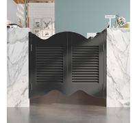 Saloon Doors Swinging Solid Wood Interior Partition Door with Stainless Steel Auto-Close Hinges Quiet Operation for Kitchen, Bar, Hallway, Garden(Black,H100cm x W120cm)