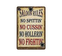 Saloon Rules Metal Sign for Home Coffee Garage Wall Decor Vintage Poster Bar Signs for Home Bar Retro Metal Tin Sign