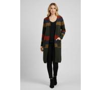 Saloos Women's Multi-Stripe Knitted Cardigan with Hoodie in Khaki | Size: 14 Saloos Khaki 14