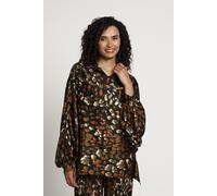 Saloos Women's Printed Oversized Shirt with Self-covered Buttons in Khaki | Size: 14 Saloos Khaki 14