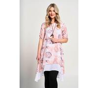 Saloos Women's Swirl Print Double Layer Dress with Necklace in Peach | Size: 12 Saloos Peach 12