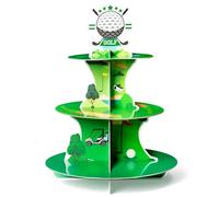 Salovio Golf Cupcake Stand 3 Tiers Golf Themed Cake Stand Cardboard Dessert Tower Birthday Party Decorations Dessert Cake Table Displays Sport Party Supplies for Sport Themed Birthday Decoration