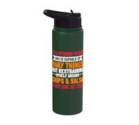 Salsa and Chips Strong Woman Mexican Cuisine Cinco De Mayo Stainless Steel Insulated Water Bottle