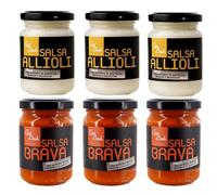 Salsa Brava Spicy Tomato Sauce & Alioli Garlic Sauce Pack of 6 jars 130g | (3x Alioli & 3x Salsa Brava)