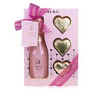 Salsa Essence of Beauty Bath Set Gift Set for Women in Gift Box with Bubble Bath in Champagne Bottle and 3 Bath Bombs 2-Piece Bath Set Luxury Gift Idea for Women Fragrance: Rose & Cherry Blossom