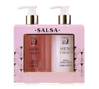 Salsa Essence of Beauty Hand Care Gift Set for Women with 270 ml Hand Soap and 270 ml Hand Cream and Nail Cream in Attractive Soap Dispenser, Nourishing Gift Idea, Scent: Rose & Cherry Flower