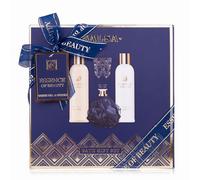 Salsa Essence of Beauty Shower Set Gift Set for Women in Gift Box with Body Lotion, Shower Gel, Scrub and Mesh Sponge, 4-Piece Bath Set as Luxury Gift Idea, White Tea & Neroli Fragrance