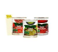 Salsa Taster Bundle with Mexican Salsa Verde 210g, Casera Salsa 210g, Ranchera Salsa 220g and Intrinsic Treats Shopping List Card