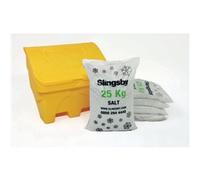 Salt and Grit Bin Yellow 130L Supplied with 5x25kgs De-icing Salt