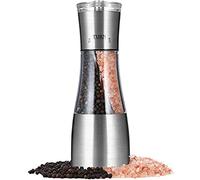 Salt and Pepper Grinder Mill Set 2 in 1 Stainless Steel Salt and Peppercorn Shaker Mill Manual Spice Grinder Mills Adjustable Coarseness by Ceramic Rotor for Picnic, Dinner, Parties, BBQ