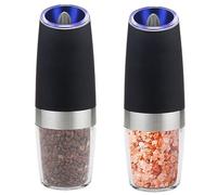 Salt and Pepper Grinder Salt and Pepper Grinder Gravity Electric Pepper Grinder Refillable Pepper Mill Spice Grinders Salt Shaker,Black-2pcs