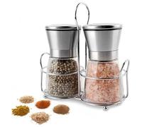 Salt and Pepper Grinder Set, 2Pack Stainless Steel, Manual Salt and Pepper Mills with Adjustable Coarseness for Spices and Seeds Fits in Home, Kitchen, Outdoor(No Salt and Peppercorns) (Medium)