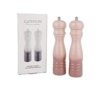 Salt and Pepper Grinder Set, 8 Inch, Pink/Grey Gradient Classical Design, 2-Piece (Pink)