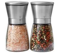 Salt and Pepper Grinder Set for Professional Chef - Best Spice Mill with Brushed Stainless Steel, Special Mark, Ceramic Blades and Adjustable Coarseness