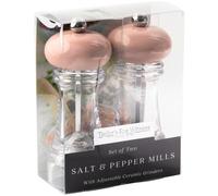 Salt and Pepper Grinder Set - Malt Chocolate Plastic Head and Glass Refillable Mills for Kitchen Cooking. Refill with Table Or Himalayan Salt, Spices for Seasoning. Hand Grinder Utensil, Pack of 2