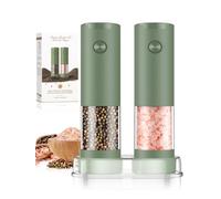 Salt and Pepper Grinder Set Mom Gifts, Electric Automatic Green Salt Pepper Shakers Home Kitchen Gadgets for New Home, Adjustable Coarseness Pepper Grinder Kitchen Appliances