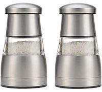 Salt and Pepper Grinder Set Of 2 - Adjustable Ceramic Coarseness, Stainless Steel, Acrylic Refillable Salt and Pepper Shakers & Mills For Spice, Black Peppercorn