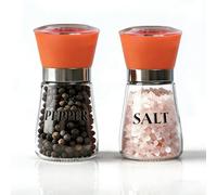 Salt and Pepper Grinder Set of 2 - Refillable Mills & Shakers with Adjustable Coarseness, Easy Clean for Kitchen, Restaurant & Outdoor (Orange)