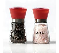 Salt and Pepper Grinder Set of 2 - Refillable Mills & Shakers with Adjustable Coarseness, Easy Clean for Kitchen, Restaurant & Outdoor (Red)