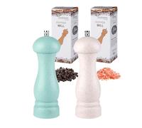 Salt and Pepper Grinder Set, Pepper Mill Set of 2 Manual Salt Pepper Shakers Grinder Refillable 6.5 Inch with Adjustable Ceramic Grinding Rotor (Green+White)