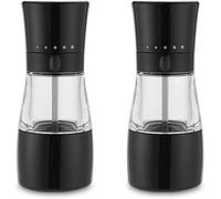 Salt and Pepper Grinder Set， Salt and Pepper Grinder Set, Manual Salt Pepper Mill, Kitchen Pepper Salt Shaker with Adjustable Fineness Setting and Acrylic Visual Window 2pcs