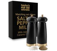 Salt and Pepper Grinder Set - Satin Black Refillable Mills for Kitchen Cooking. Refill with Table Or Himalayan Salt, Spices for Seasoning. Hand Grinder Utensil, Pack of 2