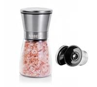 Salt and Pepper Grinder with Adjustable Non-Corrosive Ceramic Grinder and 304 Stainless Steel,Glass and Stainless Steel Spice Mills with Adjustable Coarseness - Easy to Use and Fill - Large Capacity
