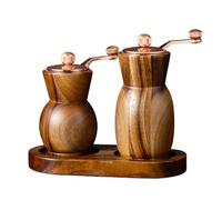 Salt and Pepper Grinder - Wooden Hand Cranked with Base,Manual Salt Pepper Grinders | for Home Apartment Restaurant Camping Picnic BBQ Seasoning Bean Chili