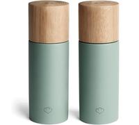 Salt and Pepper Mill Set, Made from Concrete and Oak with Adjustable Ceramic Grinder - Mint