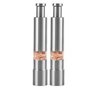 Salt and Pepper Mill - Stainless Steel Based Shaker Spice Mill | Single Handle Salt and Pepper Crusher with Push Button Tops, Spice Mill Set for Black Pepper, Sea Salt and Himalay Salt
