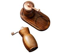 Salt and Pepper Mill, Wooden Manual Mill with Base - Double Mill - for Kitchen, Home, Restaurant, Picnic