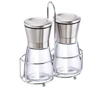 Salt and Pepper Mills Manual Stainless Steel and Ultra Durable Glass Solid